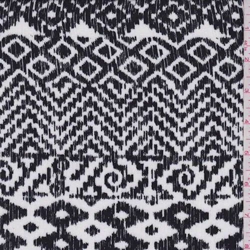 3 YD PC-White/Black Ikat Stripe Crepon Fabric