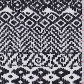 3 YD PC-White/Black Ikat Stripe Crepon Fabric