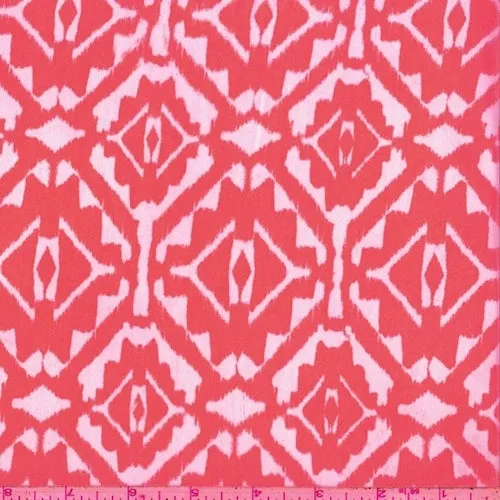 4 YD PC-Bright Neon Peach/White Inca Diamond Challis Fabric