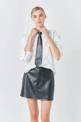 A-Line Faux Leather Mini Skirt