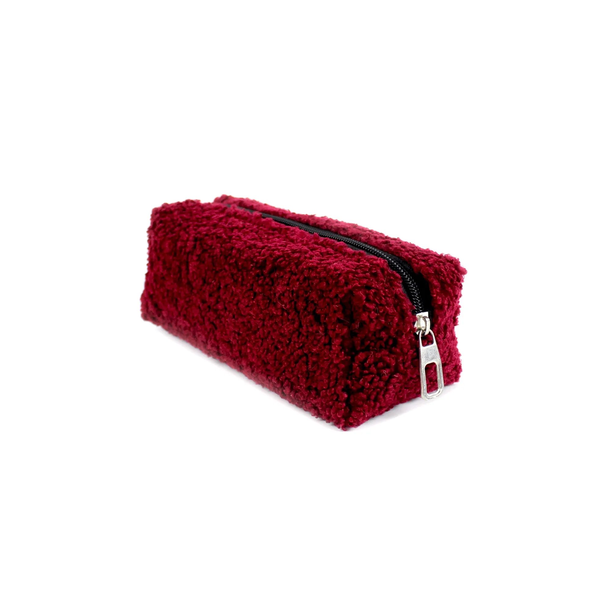 Claret Red Plush School Pencil Case Personalization