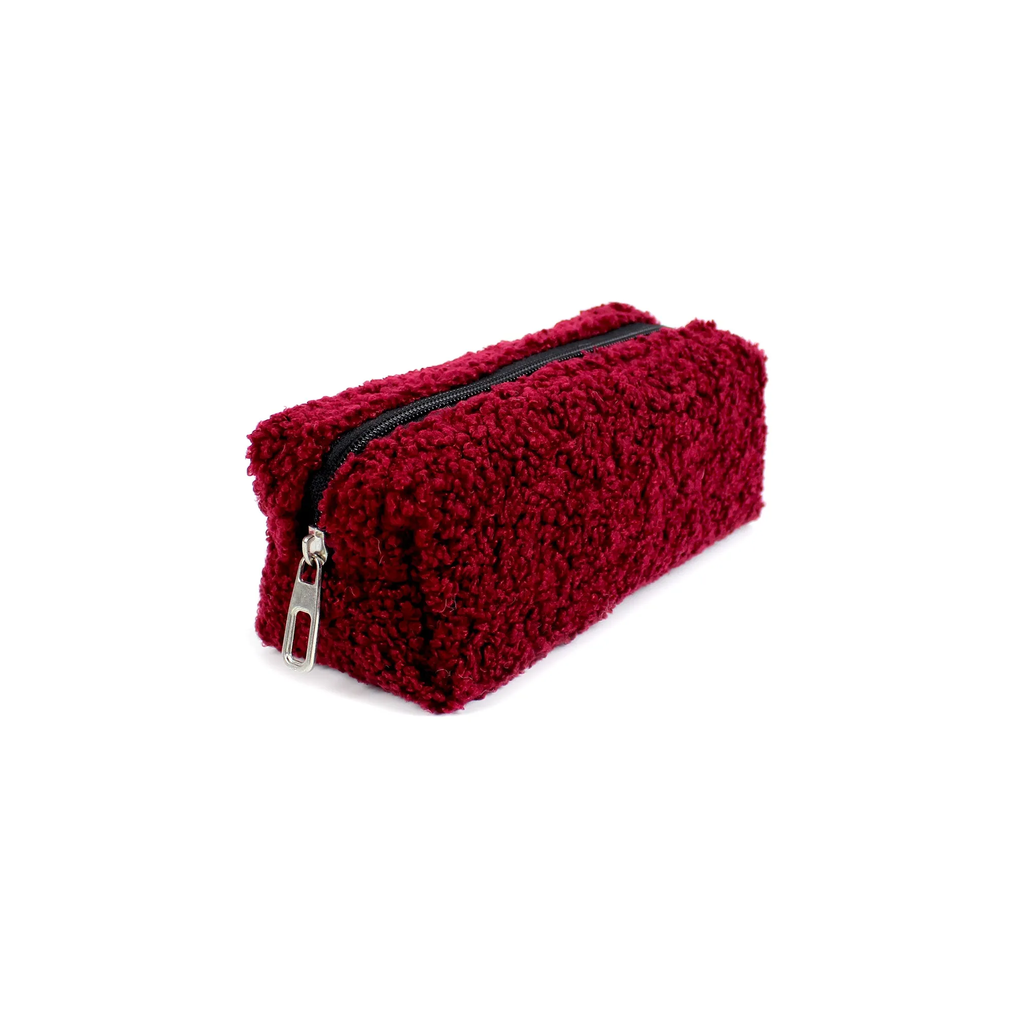 Claret Red Plush School Pencil Case Personalization