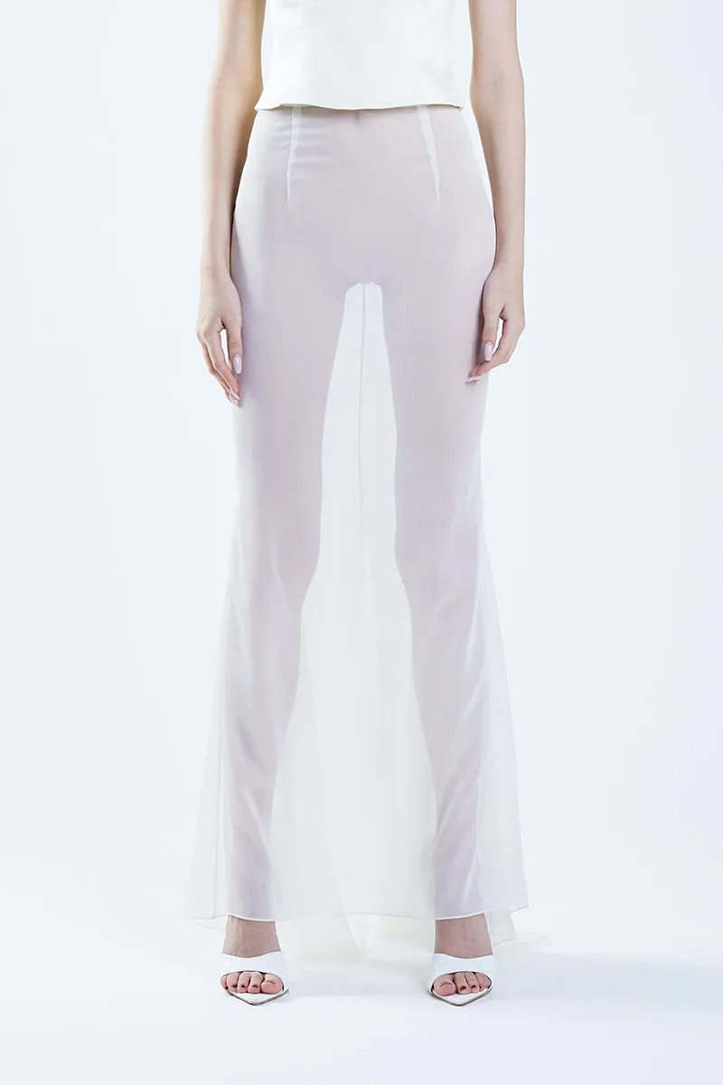 CLASSIC FISHTAIL WHITE MAXI SKIRT
