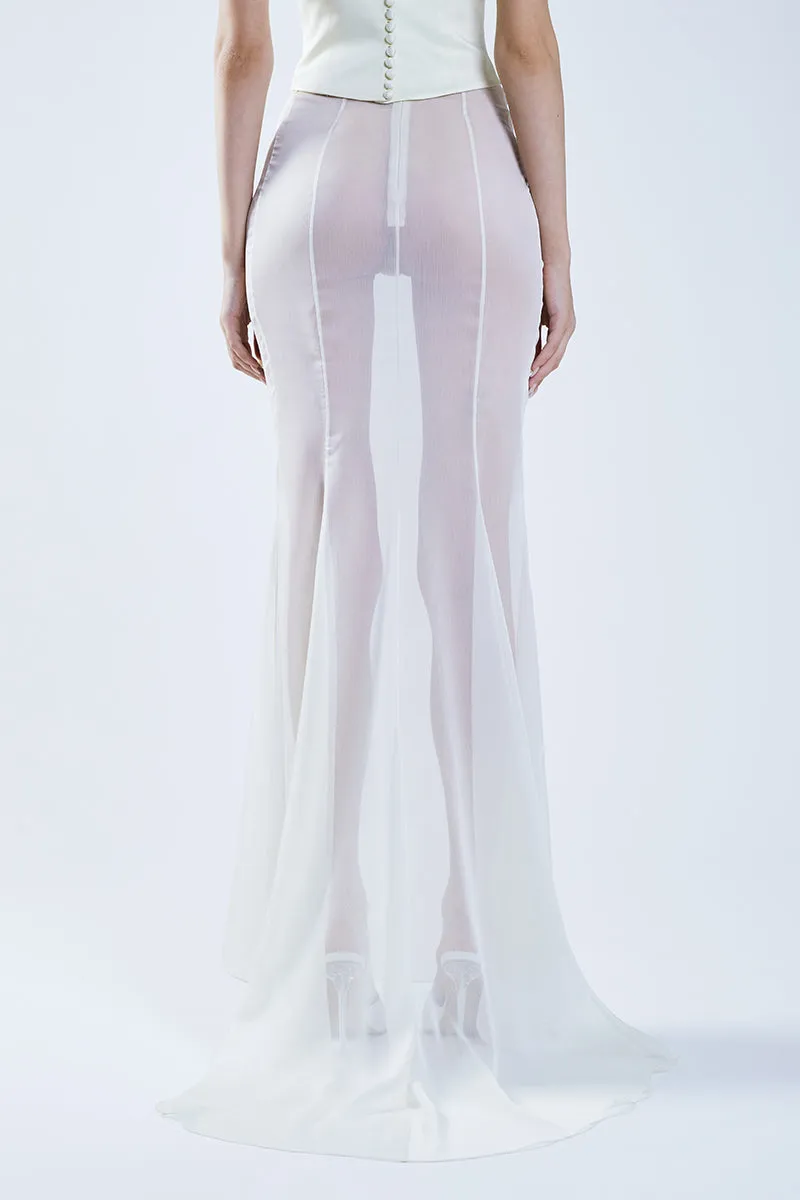 CLASSIC FISHTAIL WHITE MAXI SKIRT