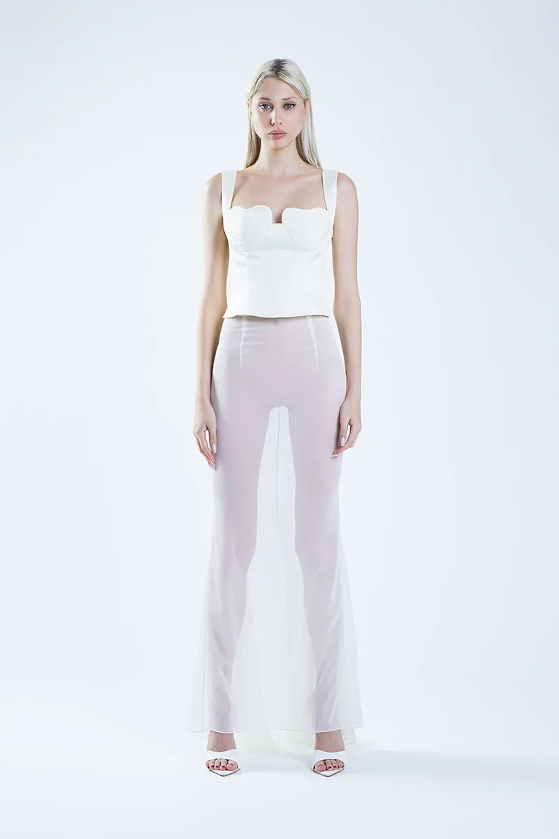 CLASSIC FISHTAIL WHITE MAXI SKIRT