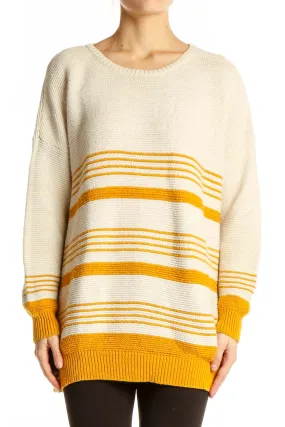 Cream and Yellow Striped Oversized Sweater