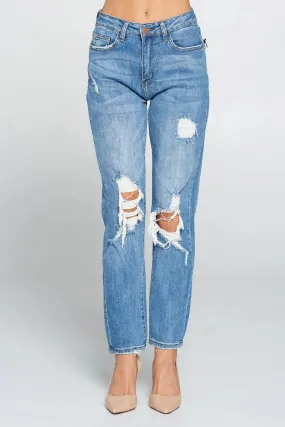 Dark Wash - High Rise Mom Jeans