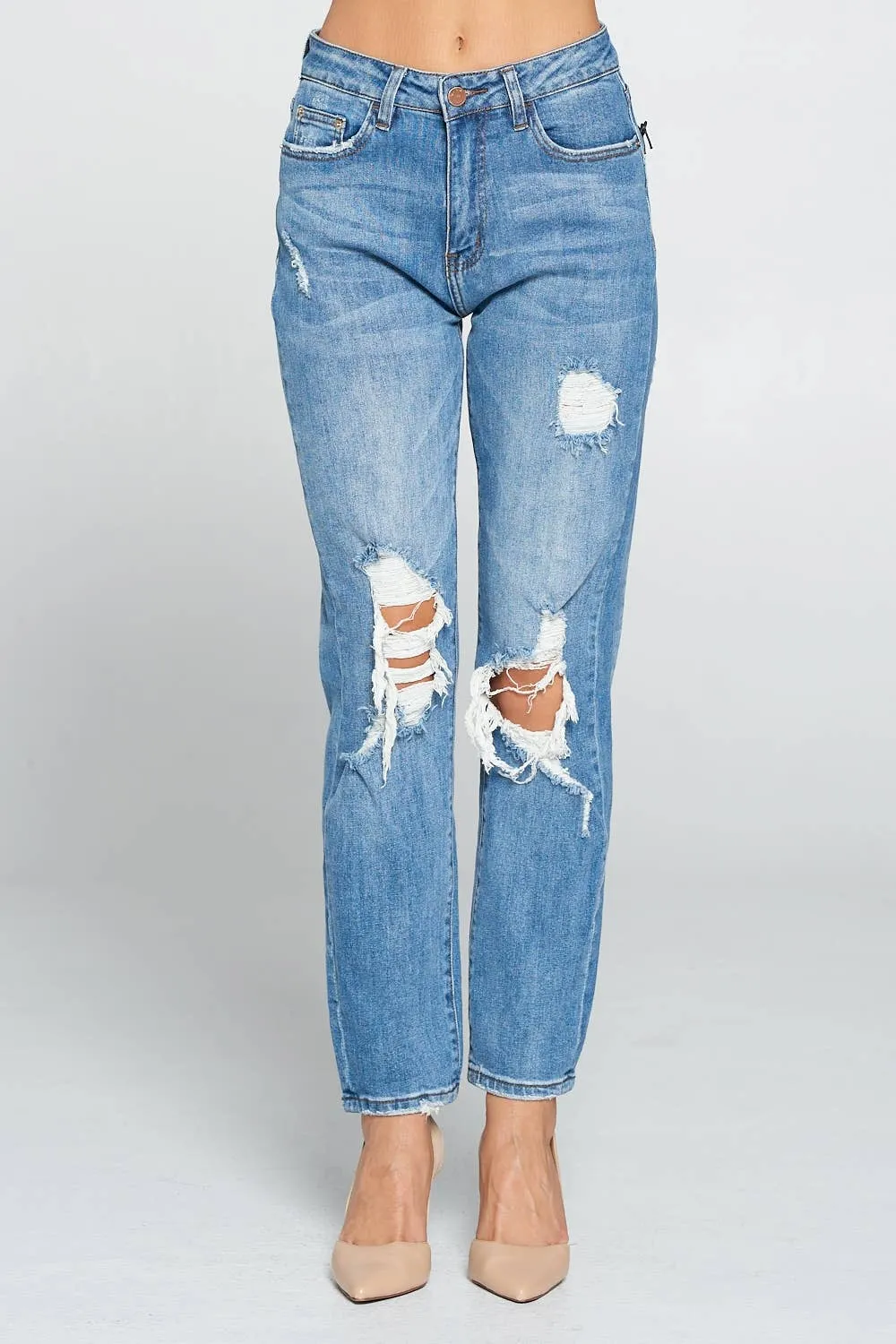 Dark Wash - High Rise Mom Jeans