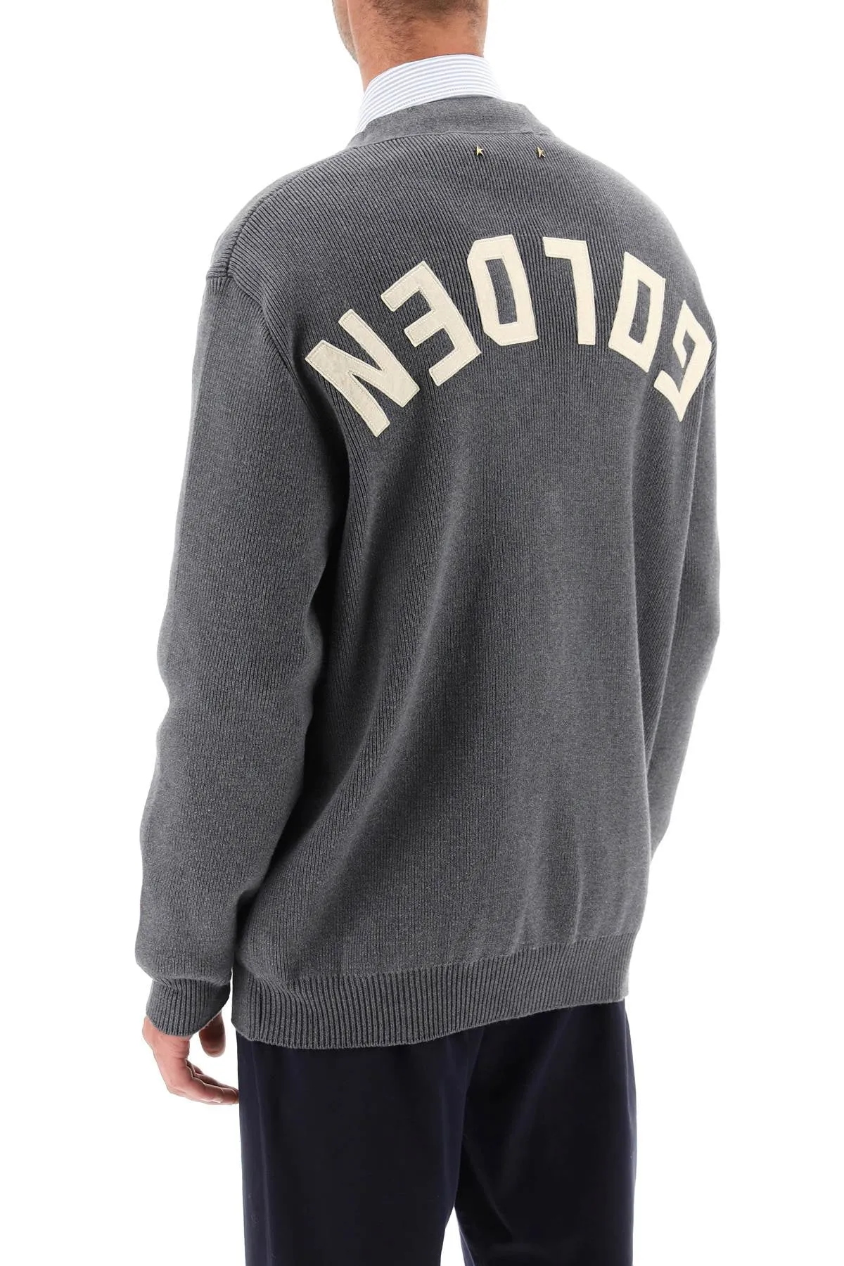 darryl cotton cardigan with lettering