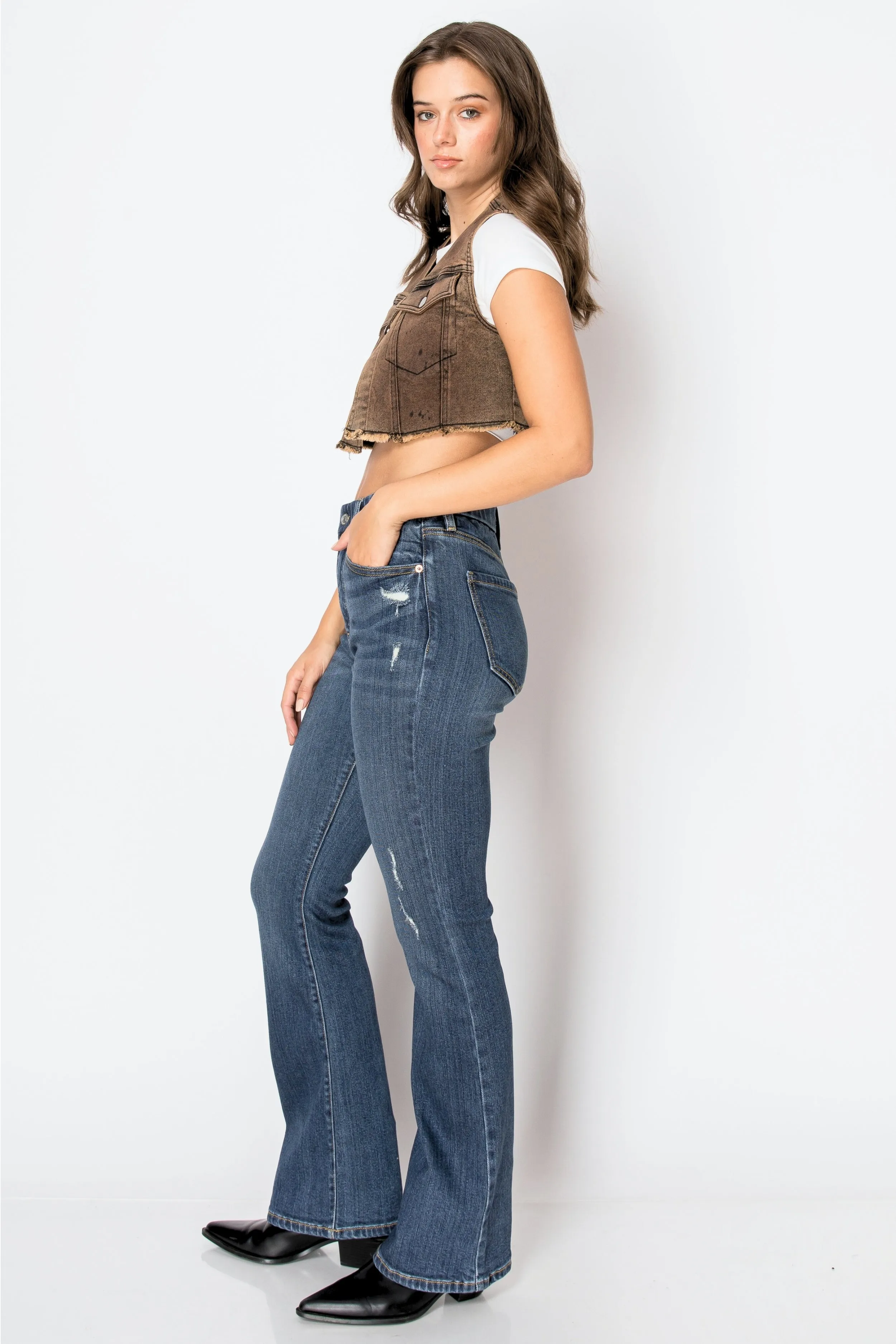 ECO ZERO COTTON Corset high Rise Phone Pocket Bootcut Jeans