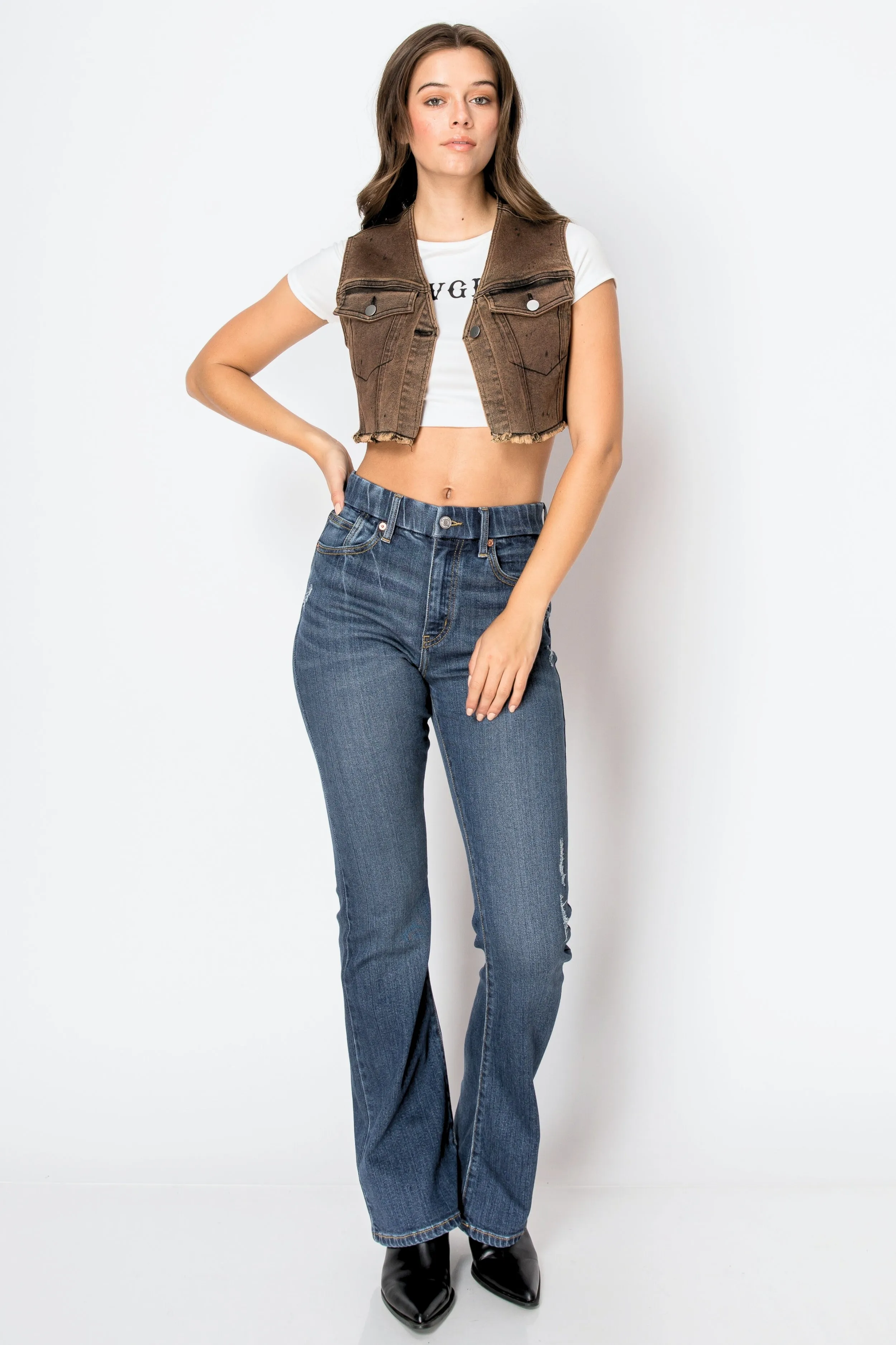 ECO ZERO COTTON Corset high Rise Phone Pocket Bootcut Jeans