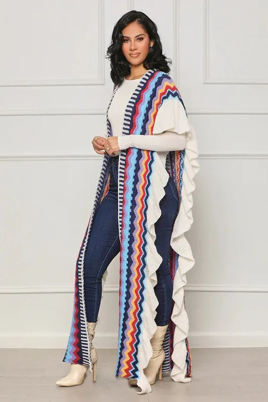 GIRL BOSS | OPEN SLIT RUFFLE LONG CARDIGAN