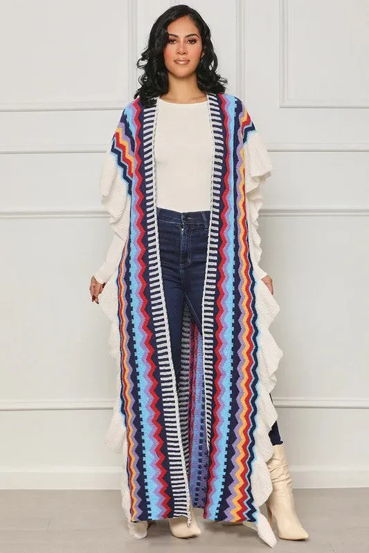 GIRL BOSS | OPEN SLIT RUFFLE LONG CARDIGAN