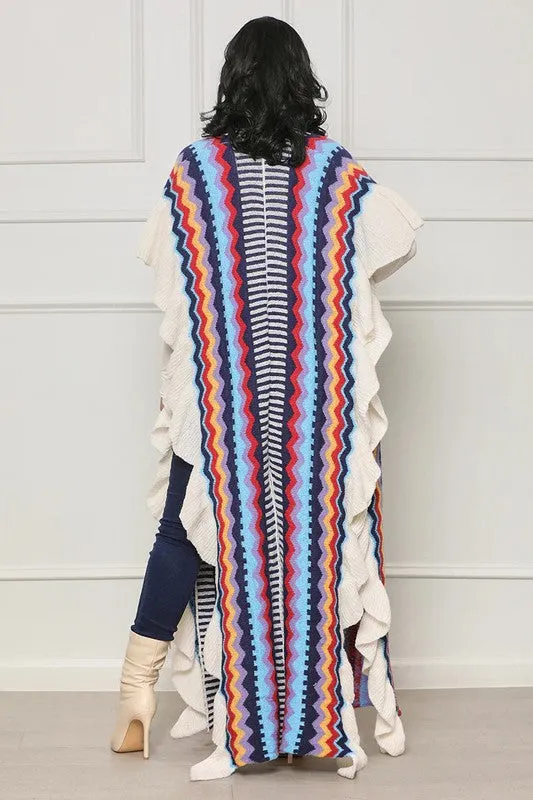 GIRL BOSS | OPEN SLIT RUFFLE LONG CARDIGAN