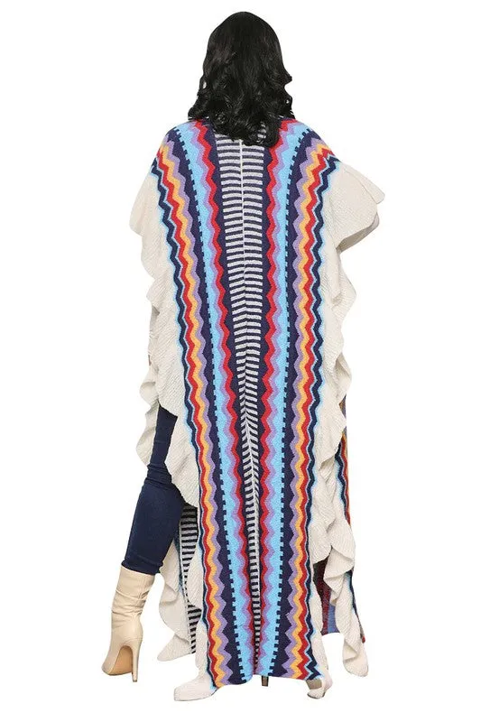 GIRL BOSS | OPEN SLIT RUFFLE LONG CARDIGAN