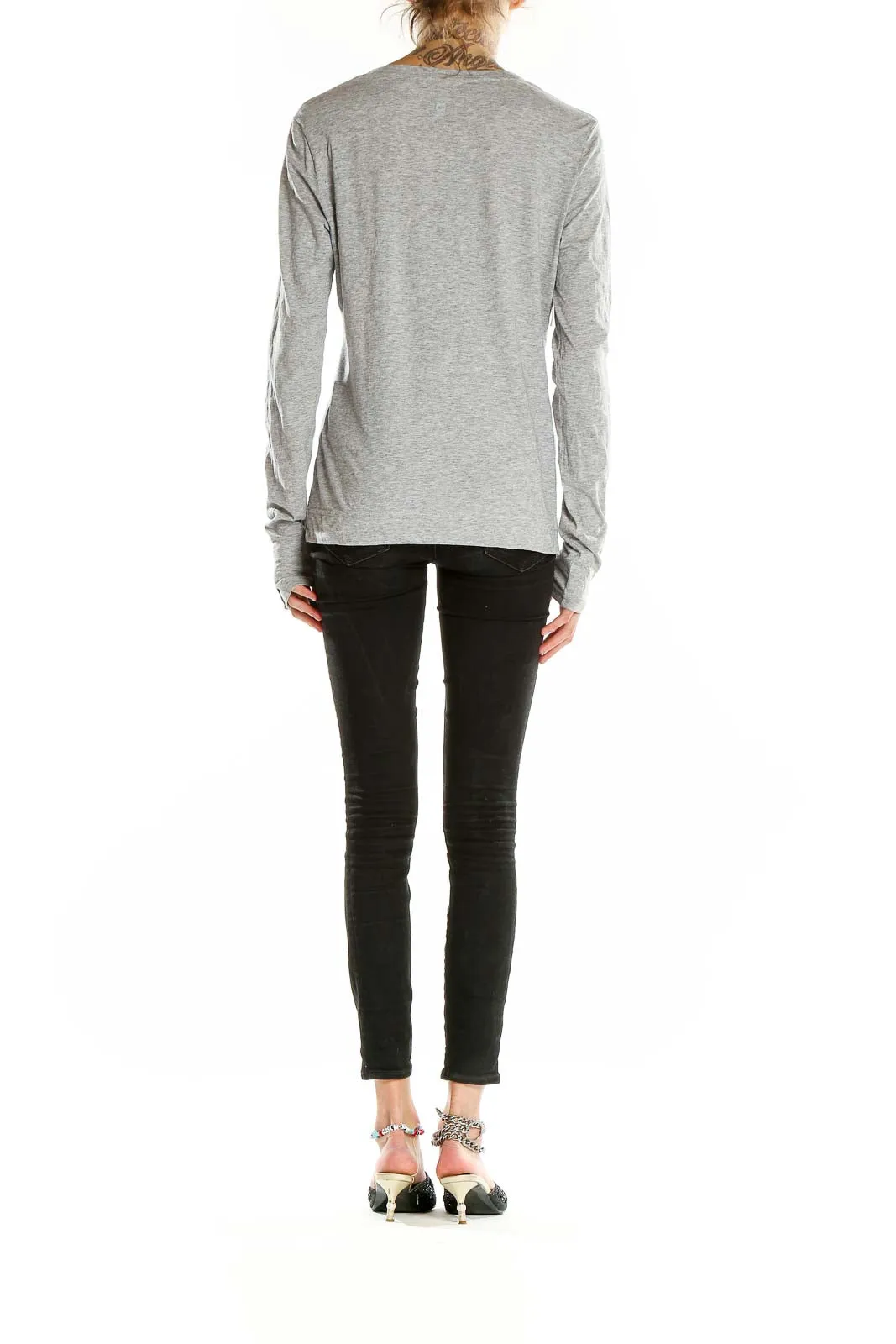 Gray Pima Cotton V-Neck Cardigan