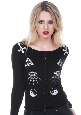 Jawbreaker Gothic Esoteric Occult Symbols Embroidery Cardigan