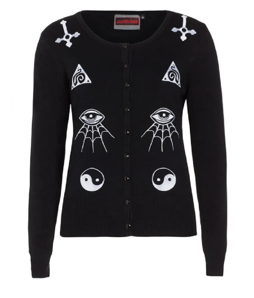Jawbreaker Gothic Esoteric Occult Symbols Embroidery Cardigan