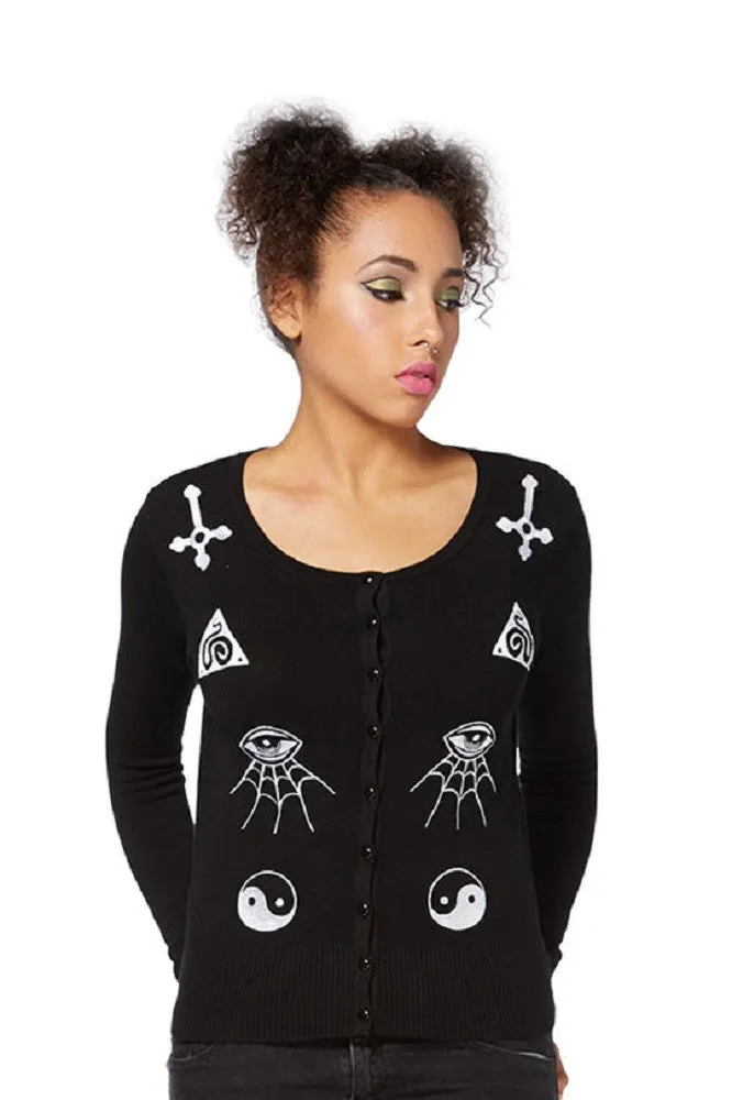 Jawbreaker Gothic Esoteric Occult Symbols Embroidery Cardigan