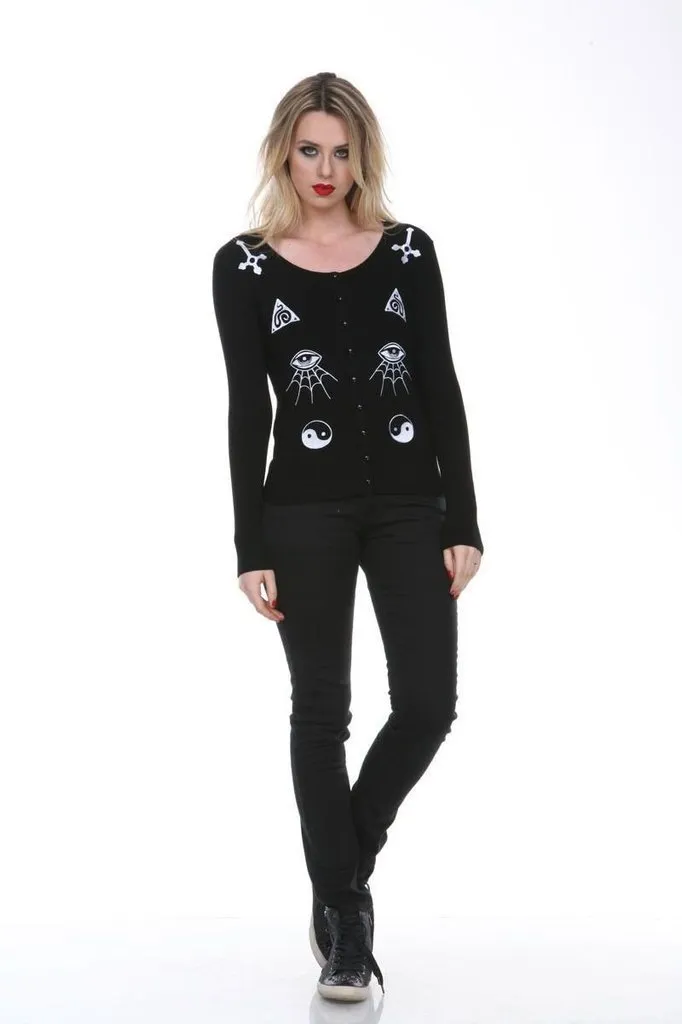 Jawbreaker Gothic Esoteric Occult Symbols Embroidery Cardigan