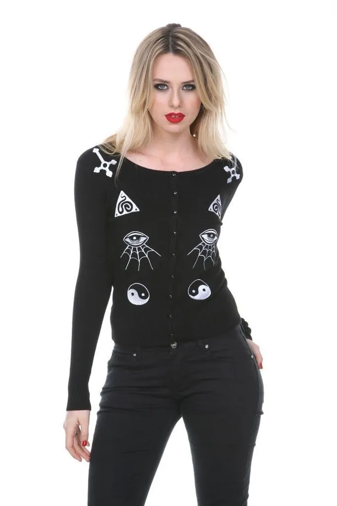 Jawbreaker Gothic Esoteric Occult Symbols Embroidery Cardigan