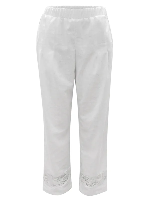 Lace button-up casual pants for women