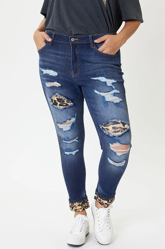 Leopard Patch Skinny  Jeans