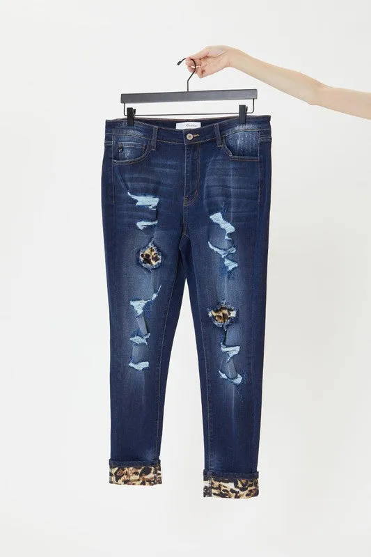 Leopard Patch Skinny  Jeans