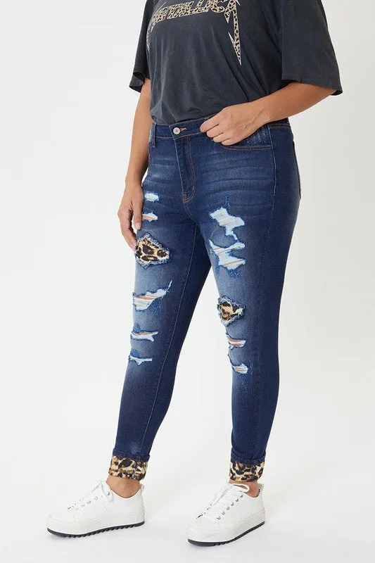Leopard Patch Skinny  Jeans