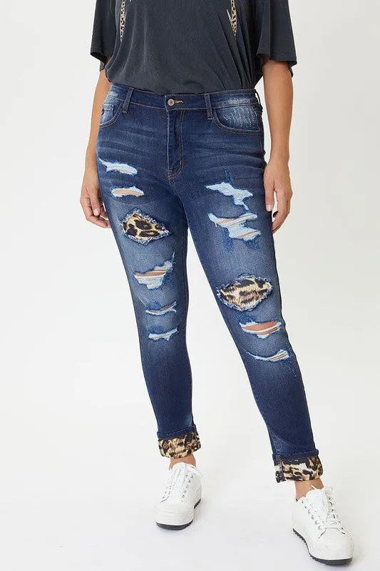Leopard Patch Skinny  Jeans
