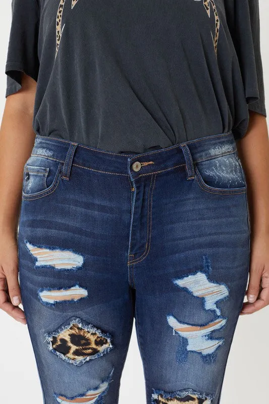 Leopard Patch Skinny  Jeans