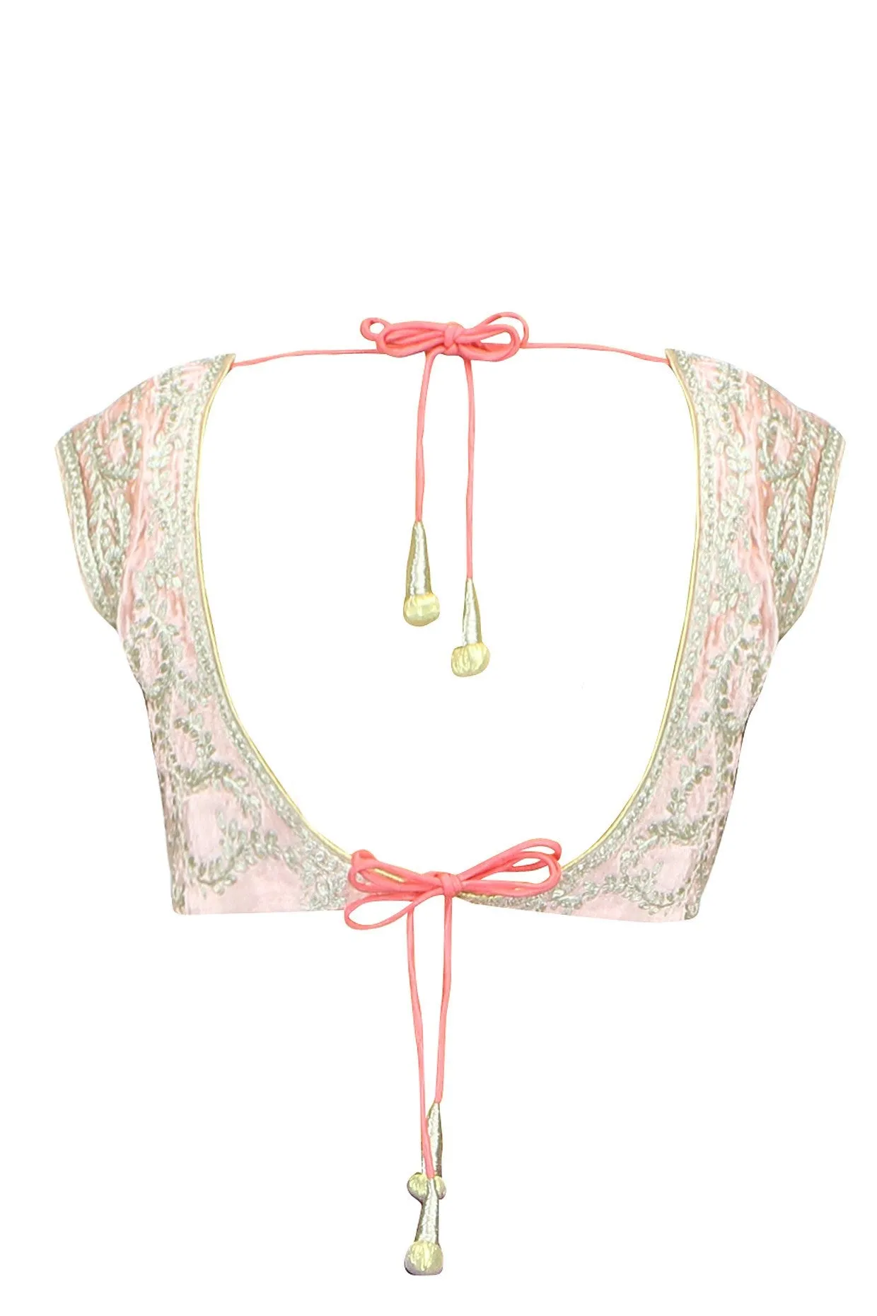 Light Peach color embroidered blouse in velvet