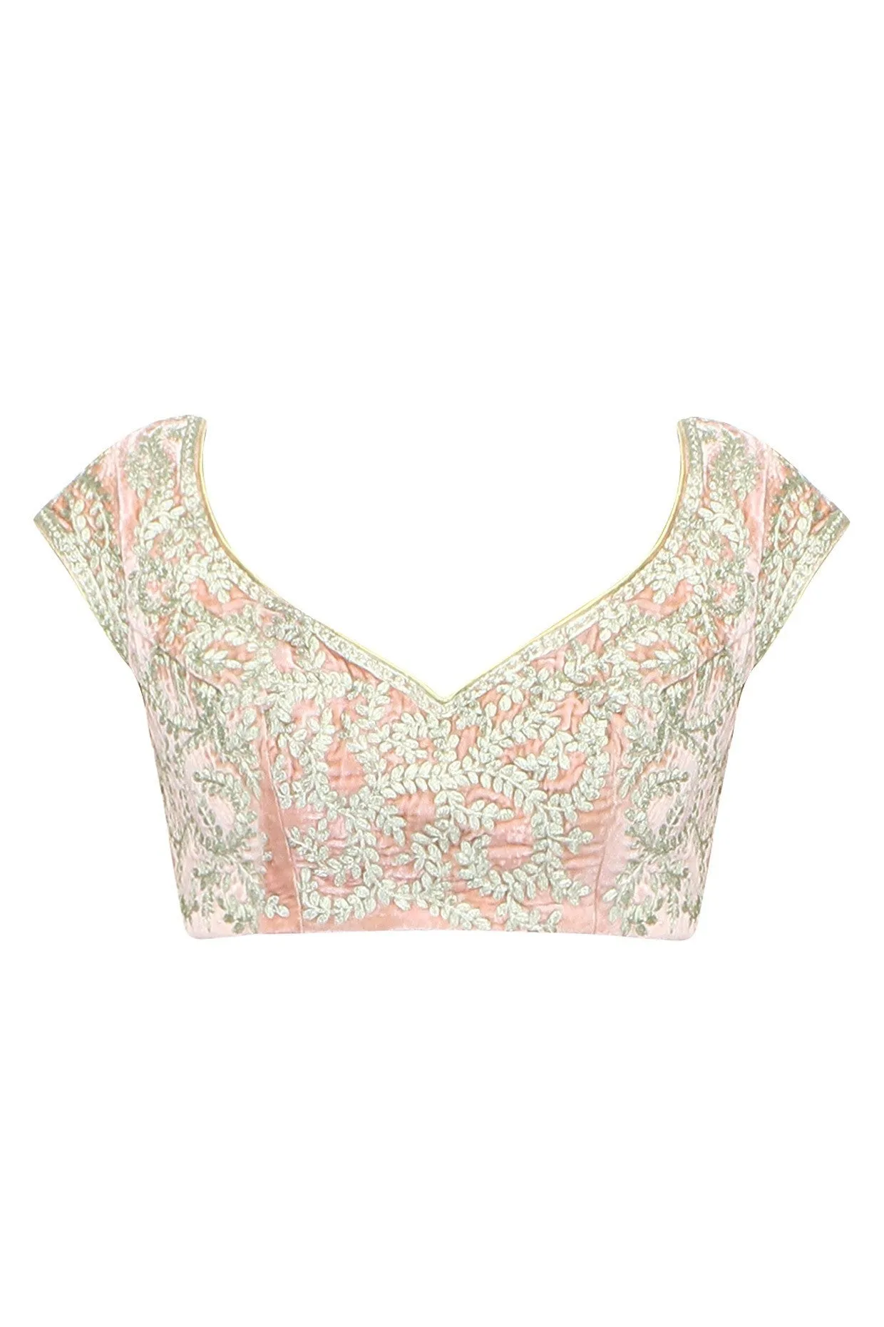 Light Peach color embroidered blouse in velvet
