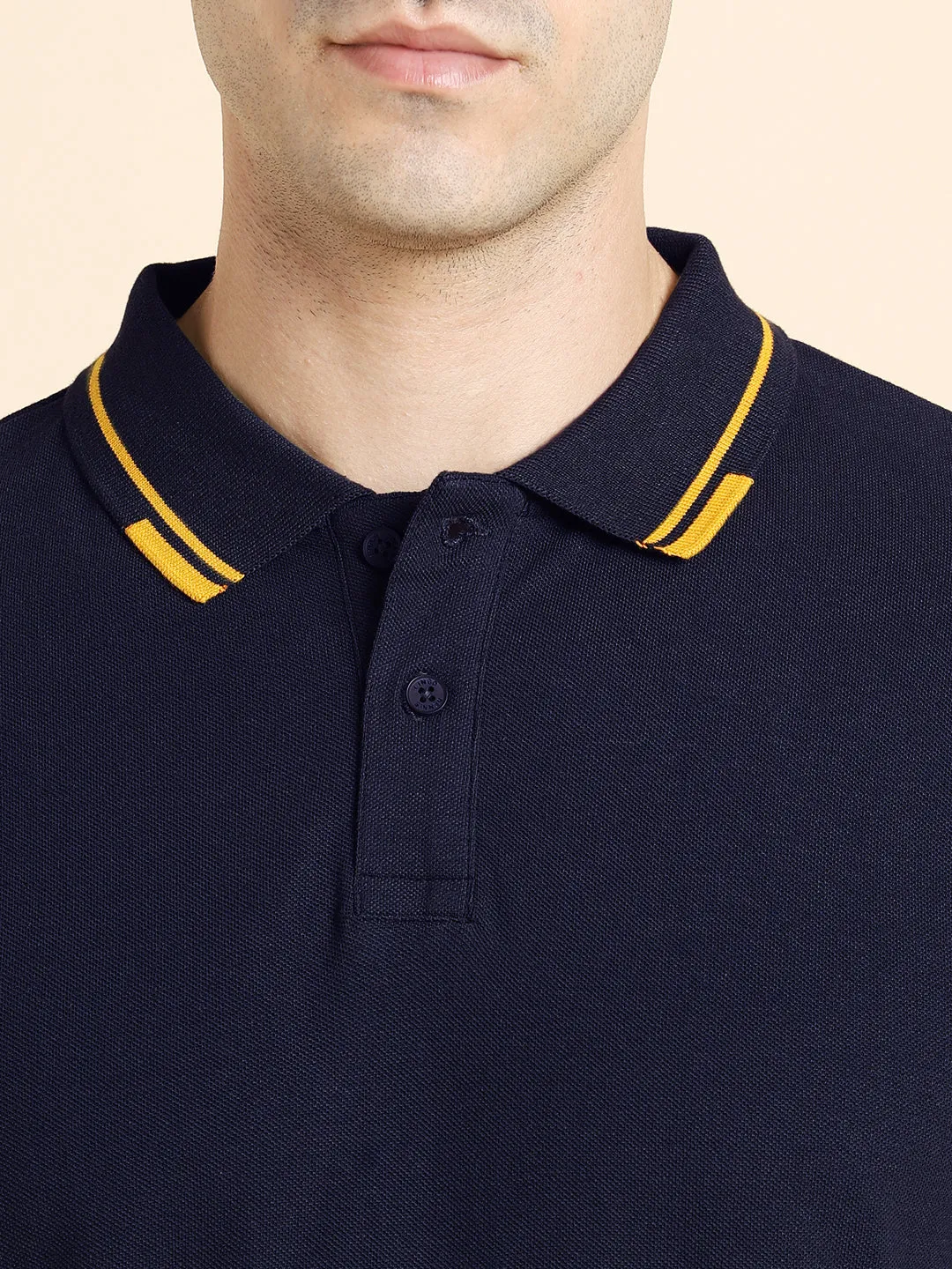 Men's Navy Polo Collar T-shirt