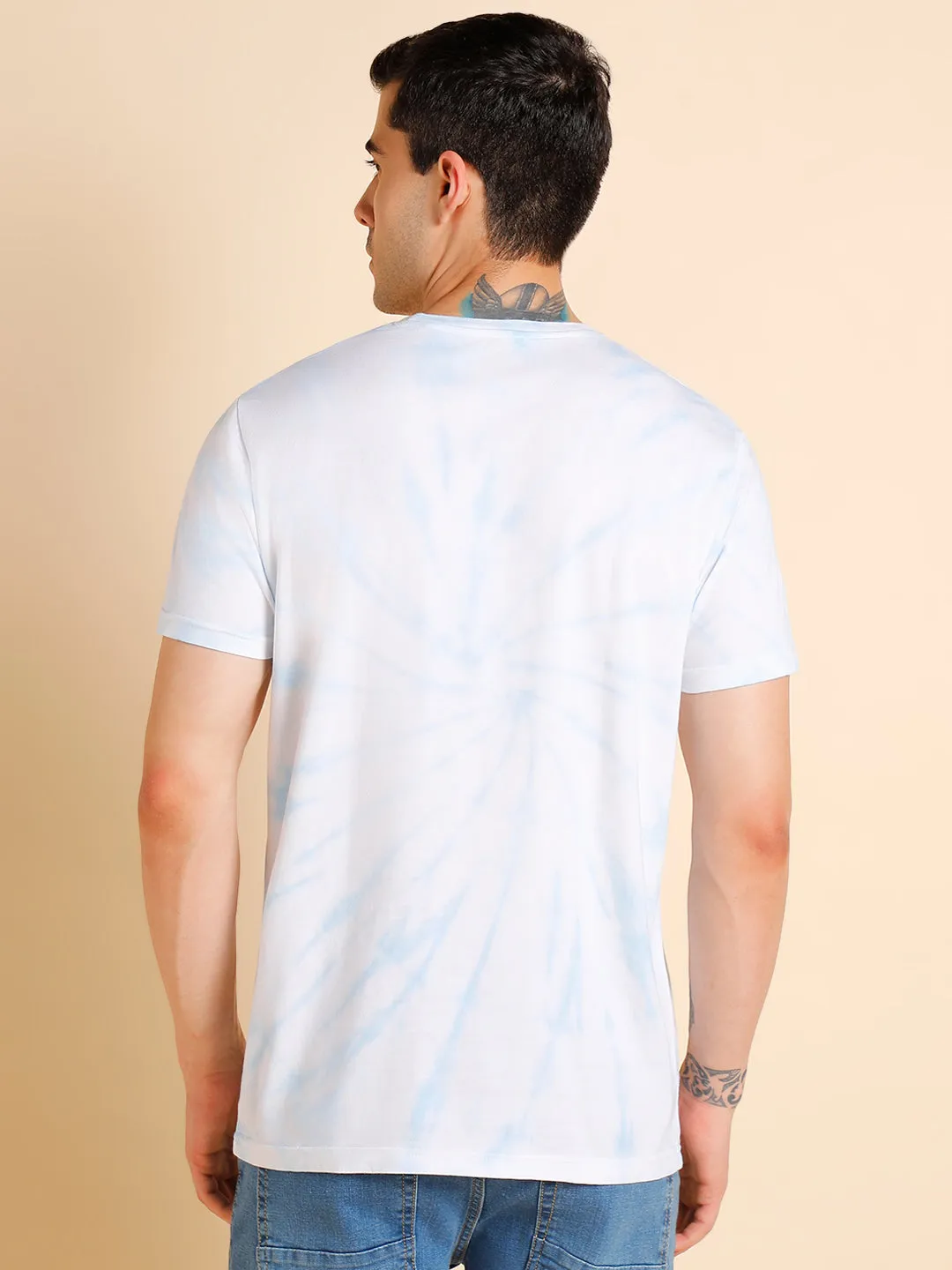 Men's Slim Fit  Solid Blue Crew- Neck T-Shirt