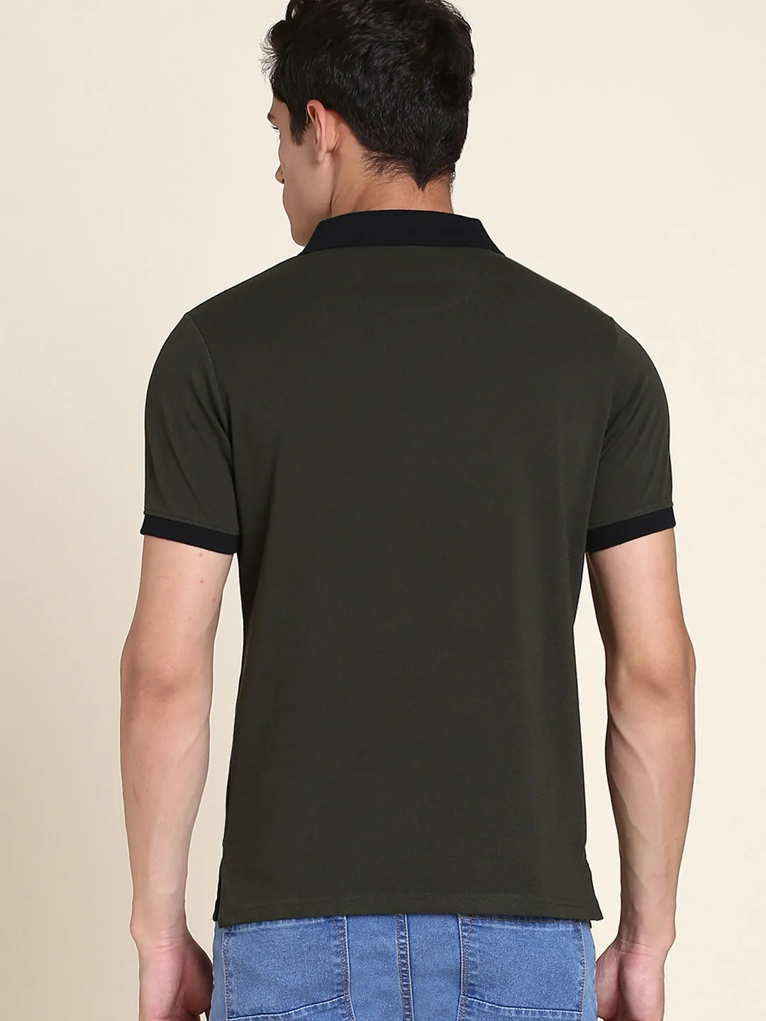 Men's Soft And Stretchy Fabric Olive Casual Polo Tshirt