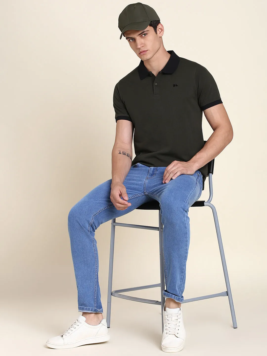 Men's Soft And Stretchy Fabric Olive Casual Polo Tshirt