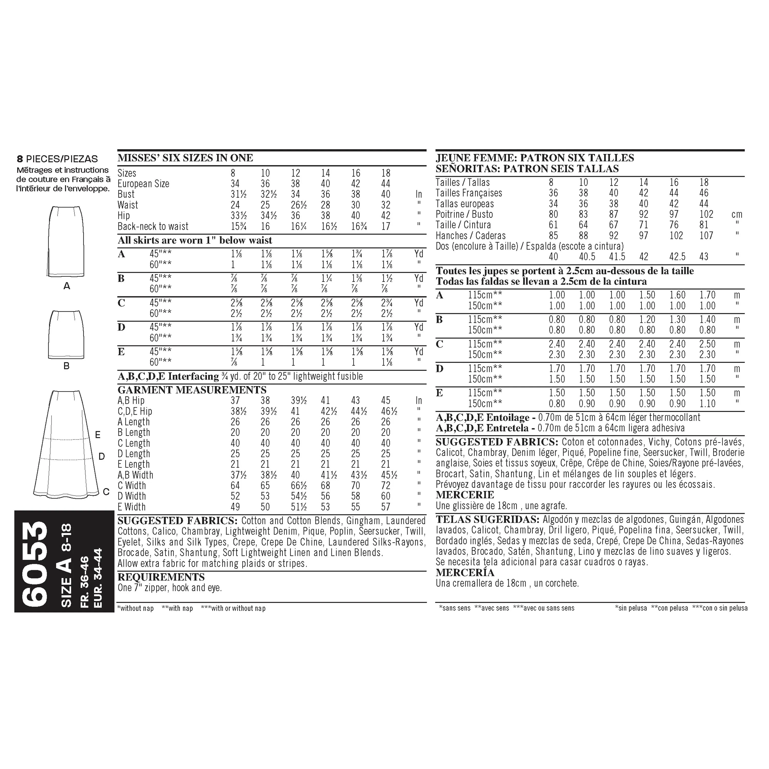 New Look Sewing Pattern 6053 - Misses' Skirts