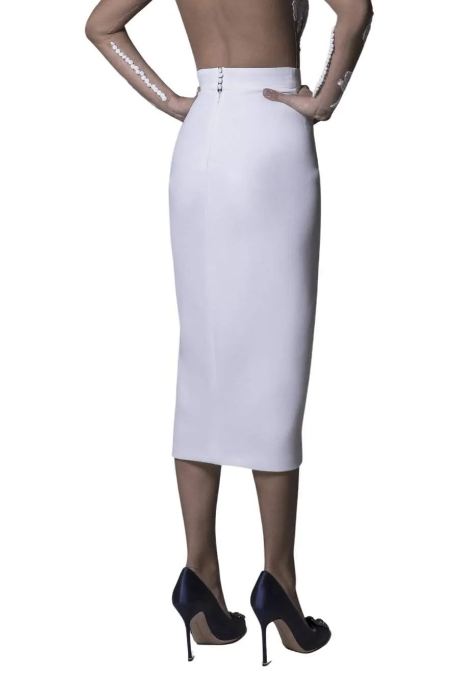 Office White Stretchy Skirt
