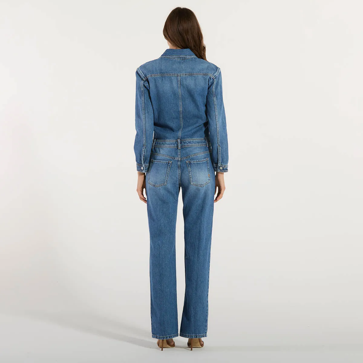 Pinko tuta intera in denim jeans con tasche