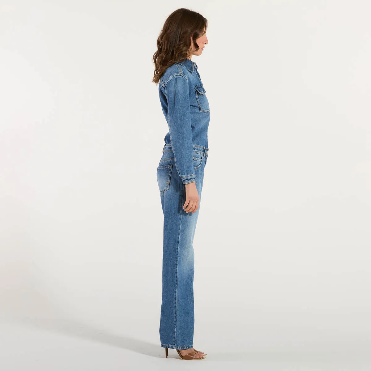 Pinko tuta intera in denim jeans con tasche