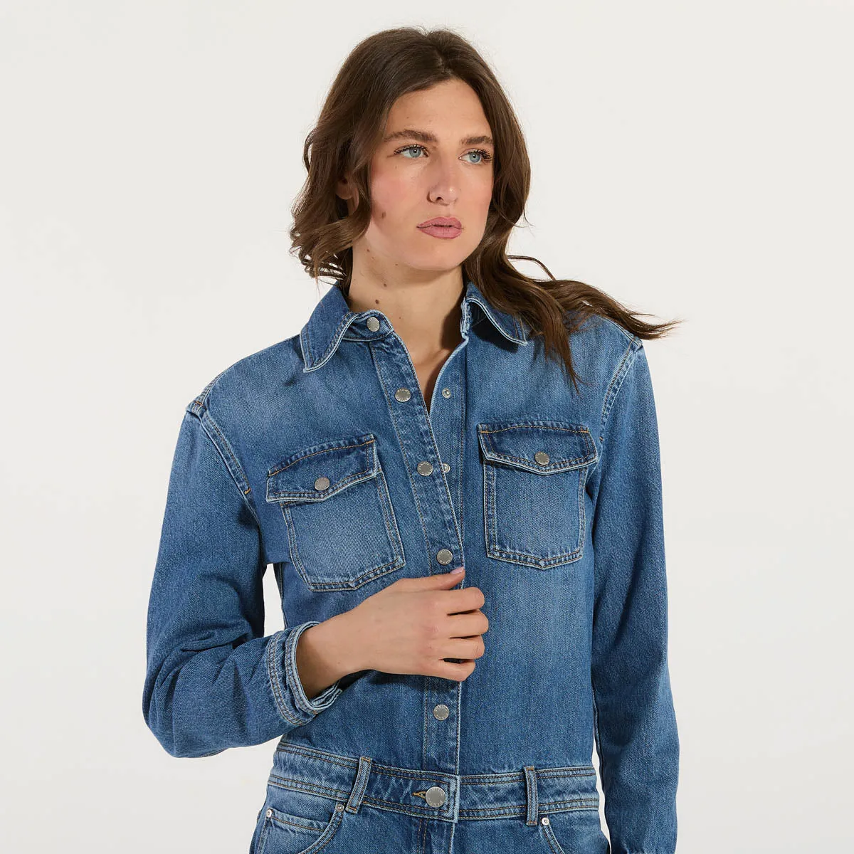 Pinko tuta intera in denim jeans con tasche