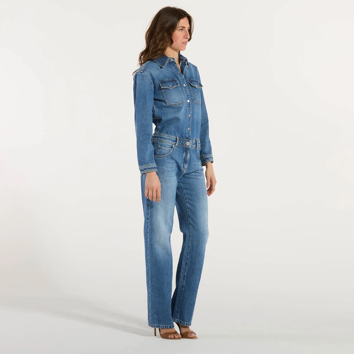Pinko tuta intera in denim jeans con tasche