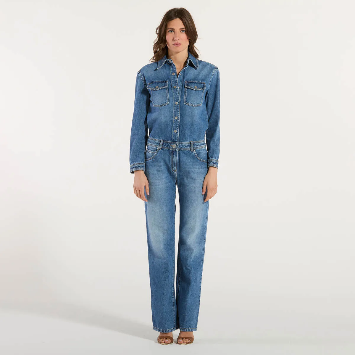 Pinko tuta intera in denim jeans con tasche