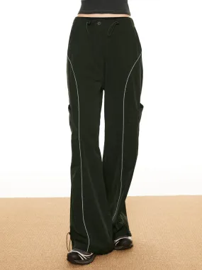 Women's Casual Pants with Piping & Drawstring