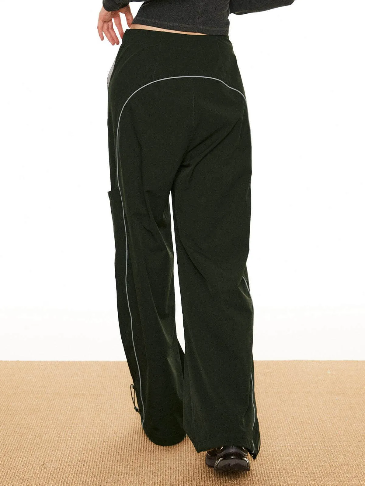 Women's Casual Pants with Piping & Drawstring
