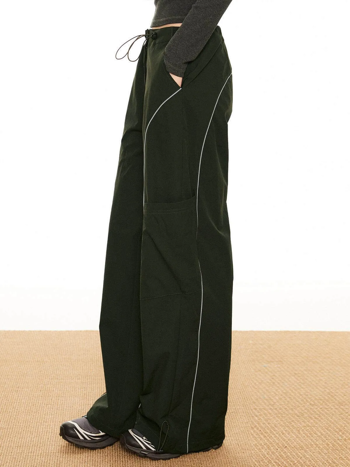 Women's Casual Pants with Piping & Drawstring
